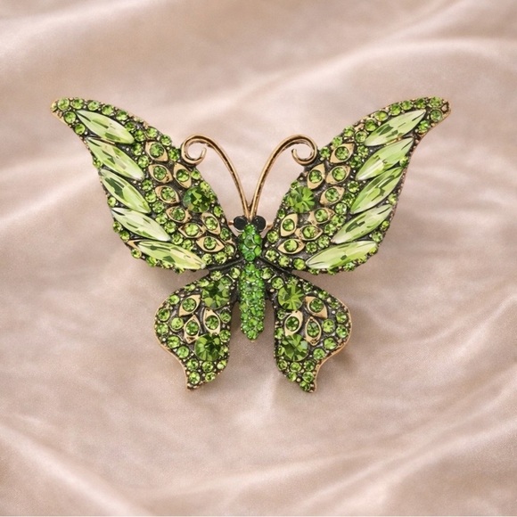 Anthropologie Jewelry - Green Butterfly Gold  Brooch